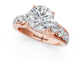 Rose gold Round Cut Diamond Engagement Ring with Pavé Band and Four-Prong Setting_16
