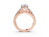 Rose gold Round Cut Diamond Engagement Ring with Pavé Band and Four-Prong Setting_18