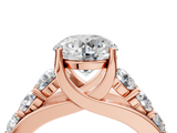 Rose gold Round Cut Diamond Engagement Ring with Pavé Band and Four-Prong Setting_19