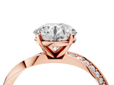 Rose gold Round Cut Diamond Engagement Ring with Side Stone Accents and Four-Prong Setting_16
