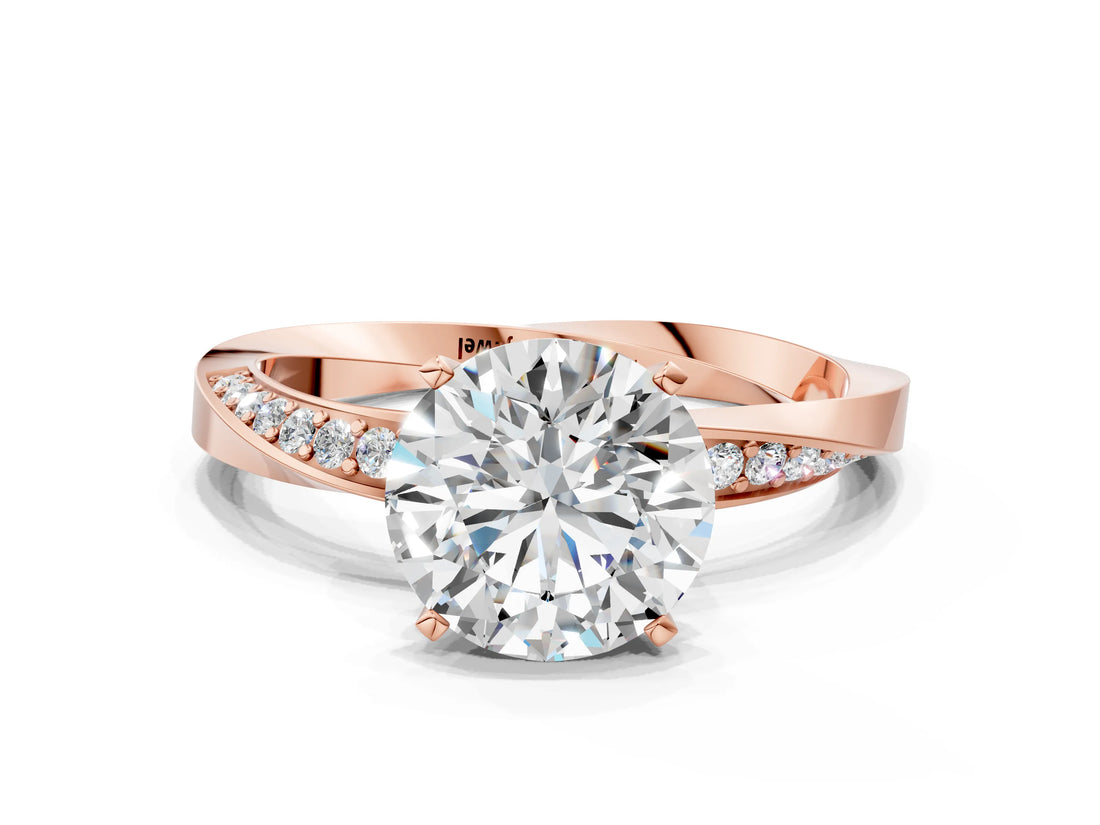 Rose gold Round Cut Diamond Engagement Ring with Side Stone Accents and Four-Prong Setting_22