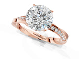Rose gold Round Cut Diamond Engagement Ring with Side Stone Accents and Four-Prong Setting_23