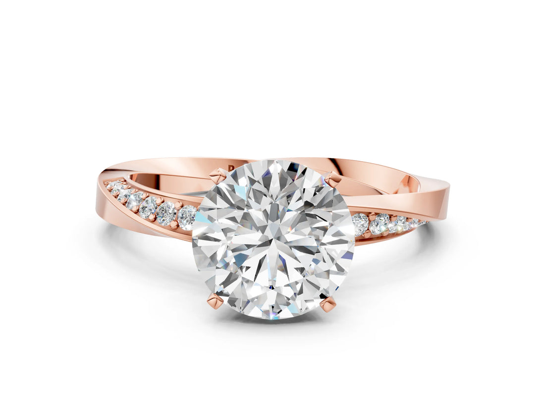 Rose gold Round Cut Diamond Engagement Ring with Side Stone Accents and Four-Prong Setting_24