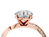 Rose gold Round Cut Diamond Engagement Ring with Side Stone Accents and Four-Prong Setting_28