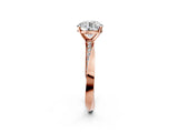 Rose gold Round Cut Diamond Engagement Ring with Side Stone Accents and Four-Prong Setting_62
