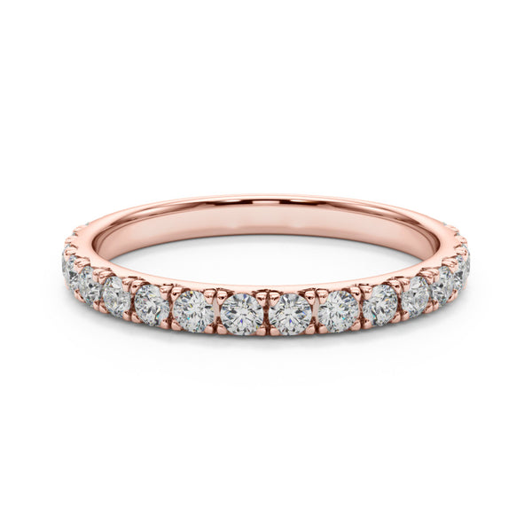 Rose gold Round Cut Diamond Eternity Band with Shared Prong Setting