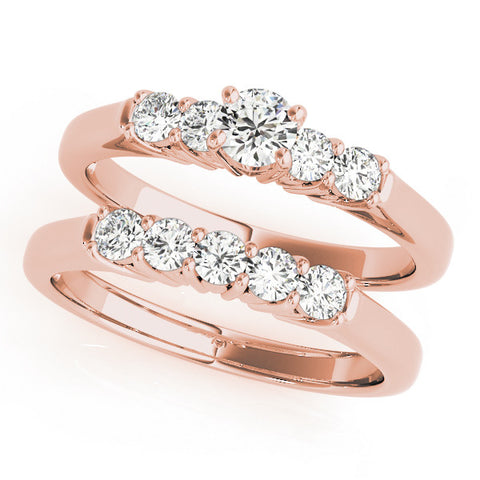 Rose gold Round Cut Diamond Five-Stone Prong Set White Gold Ring 1