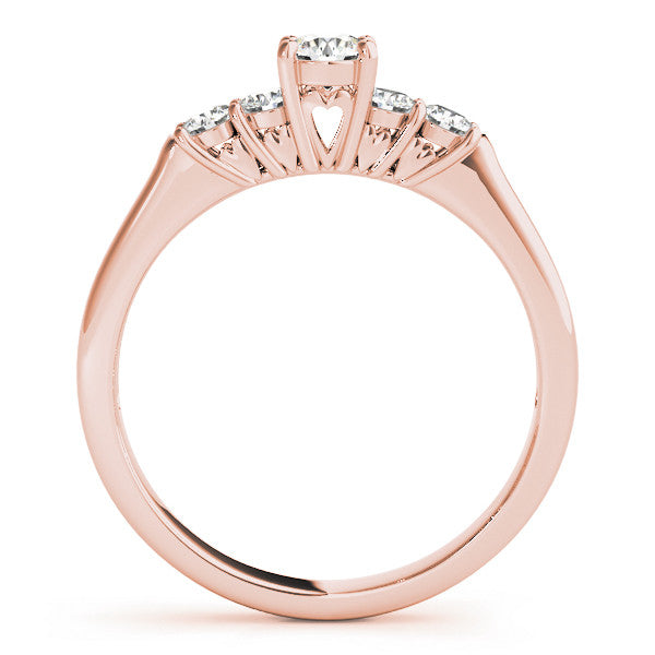 Rose gold Round Cut Diamond Five-Stone Prong Set White Gold Ring 2