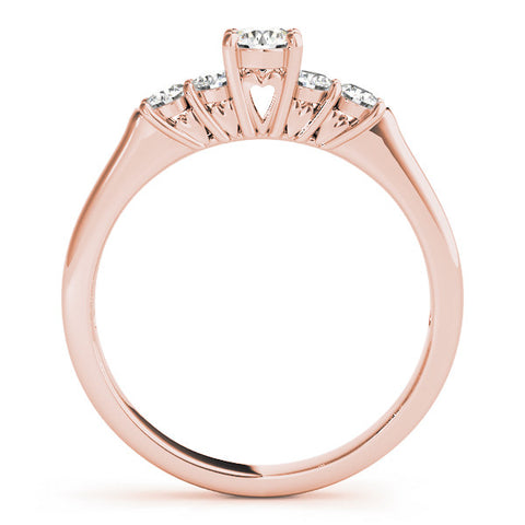 Rose gold Round Cut Diamond Five-Stone Prong Set White Gold Ring 2