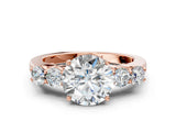 Rose gold Round Cut Diamond Five-Stone Prong Set White Gold Ring_49