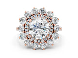 Rose gold Round Cut Diamond Floral Double Halo Engagement Ring with Prong Setting_27