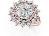 Rose gold Round Cut Diamond Floral Double Halo Engagement Ring with Prong Setting_28