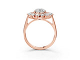 Rose gold Round Cut Diamond Floral Double Halo Engagement Ring with Prong Setting_30