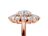 Rose gold Round Cut Diamond Floral Double Halo Engagement Ring with Prong Setting_32