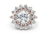 Rose gold Round Cut Diamond Floral Double Halo Engagement Ring with Prong Setting_63
