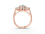 Rose gold Round Cut Diamond Floral Double Halo Engagement Ring with Prong Setting_66