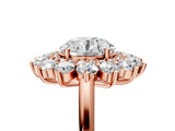 Rose gold Round Cut Diamond Floral Double Halo Engagement Ring with Prong Setting_68