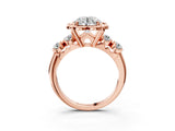 Rose gold Round Cut Diamond Floral Halo Engagement Ring with Shared Prong Setting 4