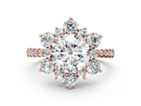 Rose gold Round Cut Diamond Floral Halo Pave Band with Prong Setting_41
