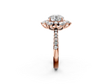Rose gold Round Cut Diamond Floral Halo Pave Band with Prong Setting_43