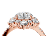 Rose gold Round Cut Diamond Floral Halo Pave Band with Prong Setting_45