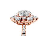 Rose gold Round Cut Diamond Floral Halo Pave Band with Prong Setting_46