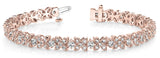 Rose gold Round Cut Diamond Floral Tennis Bracelet with Prong Setting