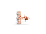 Rose gold Round Cut Diamond Graduated Three-Stone Stud Earrings_1