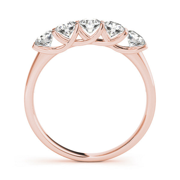 Rose gold Round Cut Diamond Half Eternity Band with Prong Setting 1
