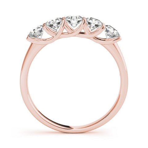 Rose gold Round Cut Diamond Half Eternity Band with Prong Setting 1