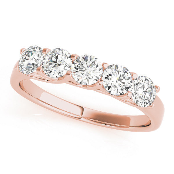 Rose gold Round Cut Diamond Half Eternity Band with Prong Setting