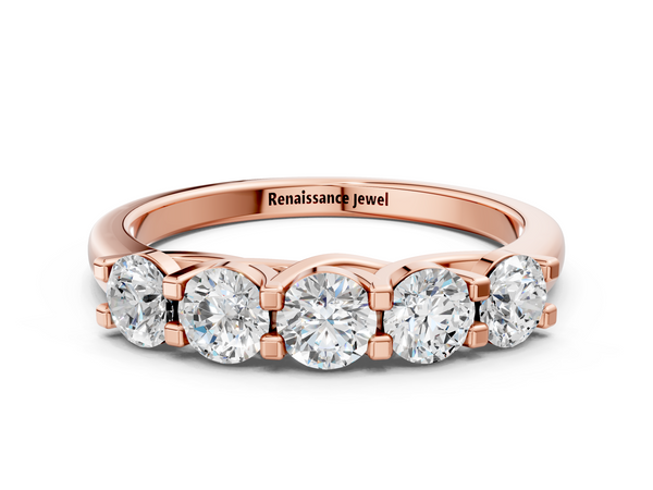 Rose gold Round Cut Diamond Half Eternity Band with Prong Setting