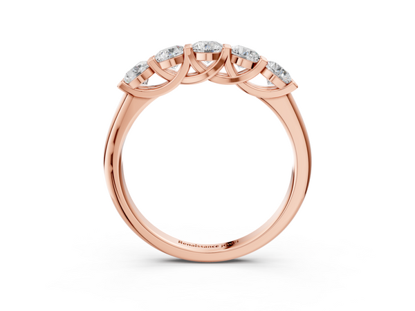 Rose gold Round Cut Diamond Half Eternity Band with Prong Setting