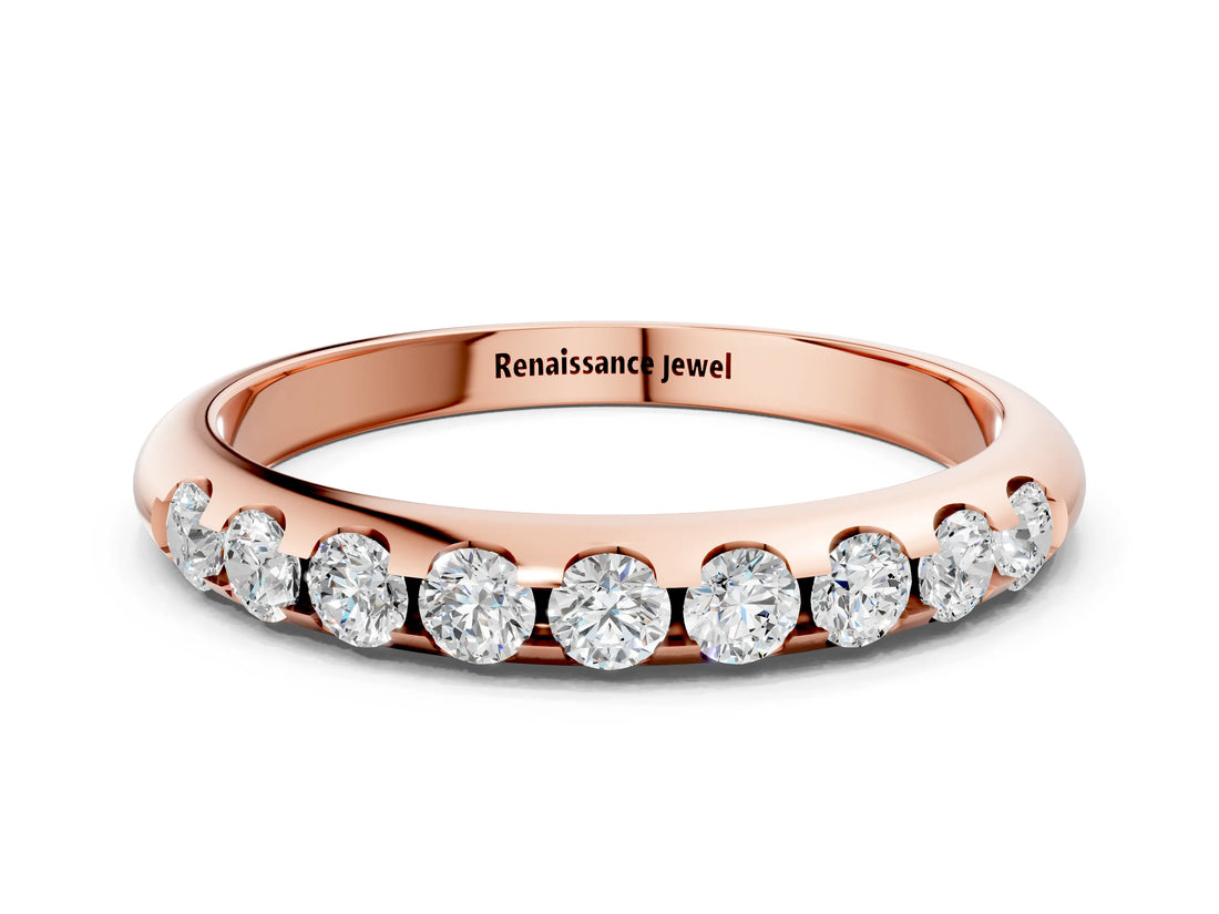 Rose gold Round Cut Diamond Half-Eternity Band with Shared Prong Setting_4