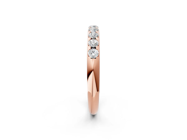 Rose gold Round Cut Diamond Half-Eternity Band with Shared Prong Setting