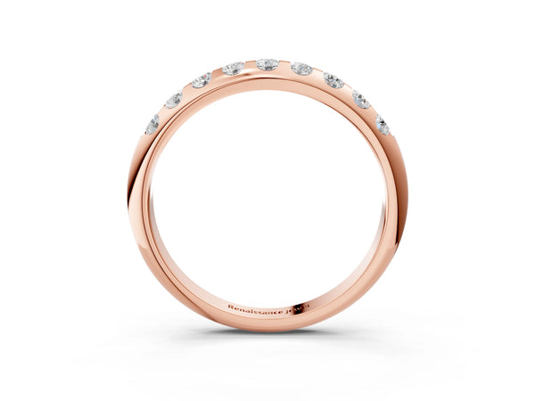 Rose gold Round Cut Diamond Half-Eternity Band with Shared Prong Setting