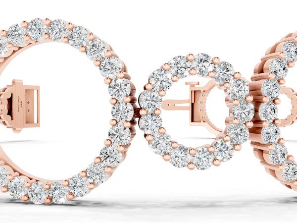 Rose gold Round Cut Diamond Halo Circle Link Bracelet with Pave Setting