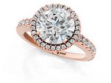 Rose gold Round Cut Diamond Halo Engagement Ring with Pavé Band and Prong Setting_28
