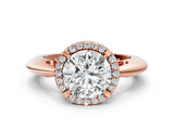 Rose gold Round Cut Diamond Halo Engagement Ring with Split Shank and Four-Prong Setting_95