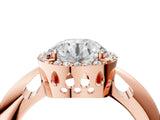 Rose gold Round Cut Diamond Halo Engagement Ring with Split Shank and Four-Prong Setting_99