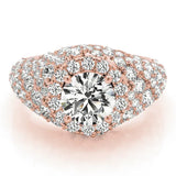 Rose gold Round Cut Diamond Halo Pave Band Prong Setting Ring 1