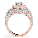 Rose gold Round Cut Diamond Halo Pave Band Prong Setting Ring 2