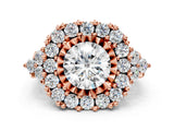 Rose gold Round Cut Diamond Halo Ring with Pavé Band and Four-Prong Setting_44