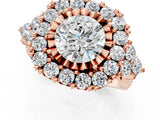 Rose gold Round Cut Diamond Halo Ring with Pavé Band and Four-Prong Setting_45