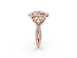 Rose gold Round Cut Diamond Halo Ring with Pavé Band and Four-Prong Setting_46
