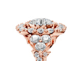 Rose gold Round Cut Diamond Halo Ring with Pavé Band and Four-Prong Setting_49