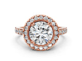 Rose gold Round Cut Diamond Halo Ring with Pavé Band and Prong Setting_3