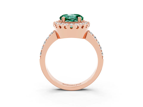 Rose gold Round Cut Diamond Halo Ring with Pavé Band and Prong Setting_3