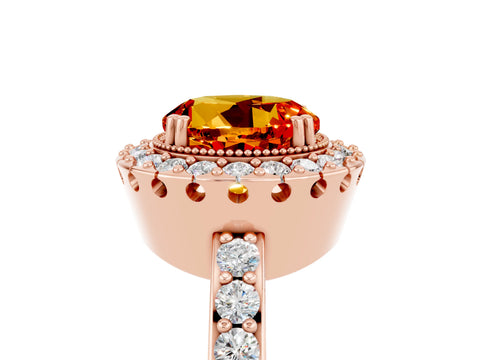 Rose gold Round Cut Diamond Halo Ring with Pavé Band and Prong Setting_5