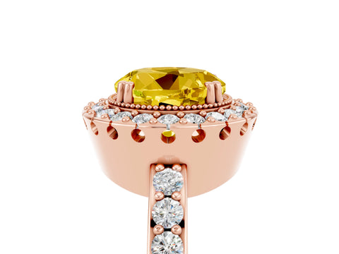 Rose gold Round Cut Diamond Halo Ring with Pavé Band and Prong Setting_5